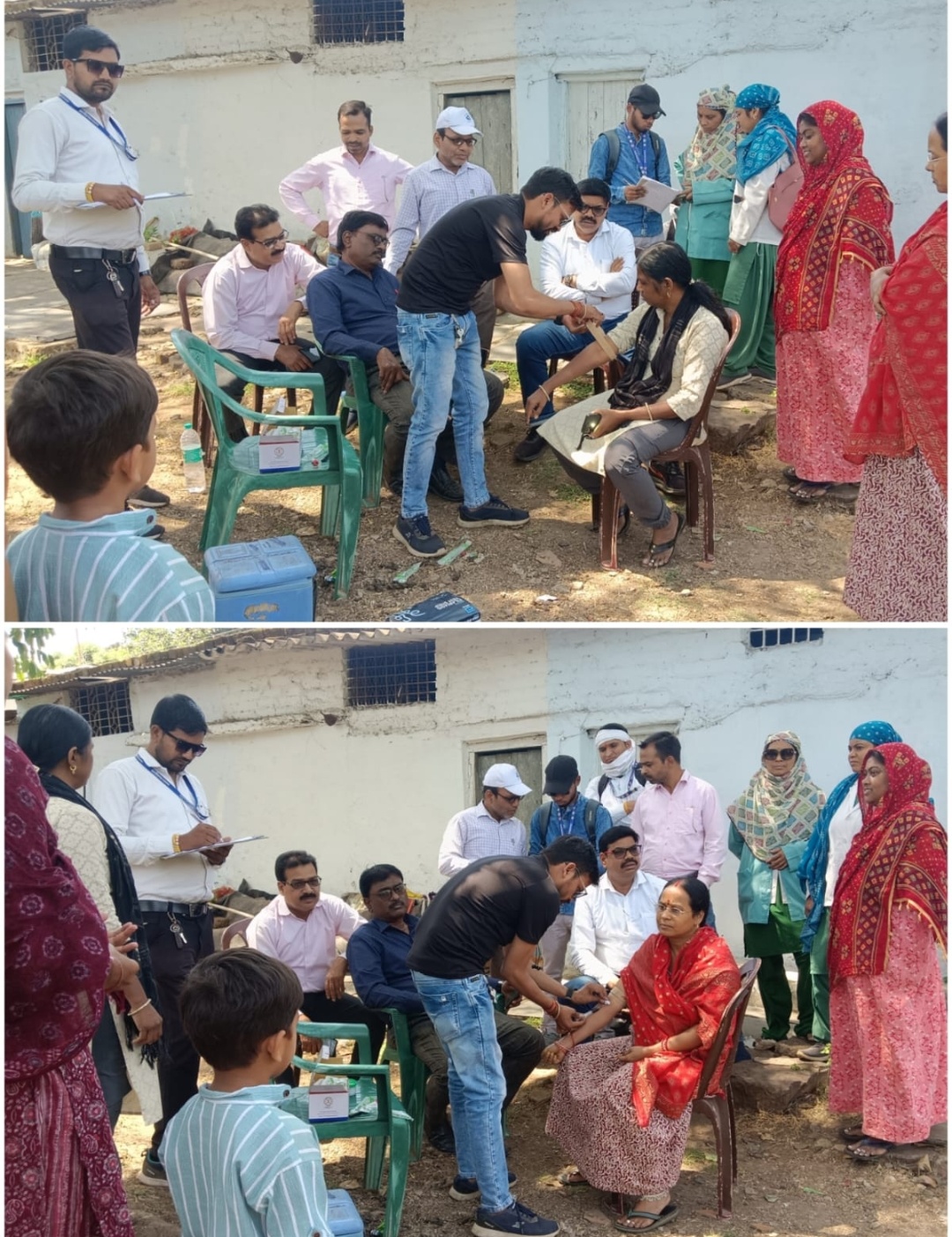 दुर्ग। पीलिया से प्रभावित मरीजों का रक्त नमूना लिया गया।